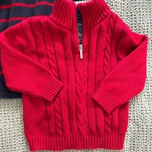 Red Nautica Half zip sweater